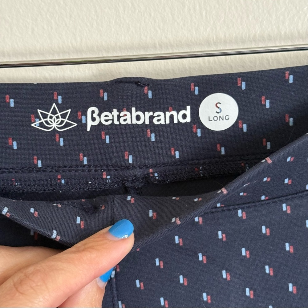 Betabrand Navy Patterned Womens Straight Leg Yoga Dress Pants Pull On Small Long - Picture 7 of 8